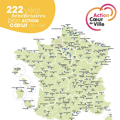 Carte des 222 villes retenues