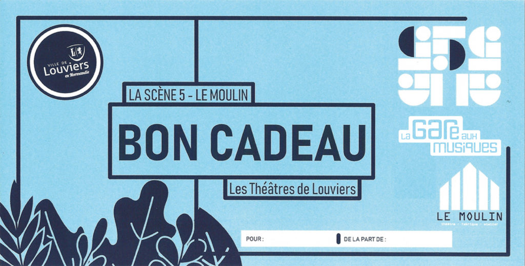 Vous cherchez une idée de cadeau originale : offrez des places de spectacles dans les salles lovériennes La Scène 5 / Le Moulin / La Gare aux Musiques ! Il y en a pour tous les goûts et tous les âges : concert, spectacle musical, théâtre, comédie, spectacle petite enfance, danse…