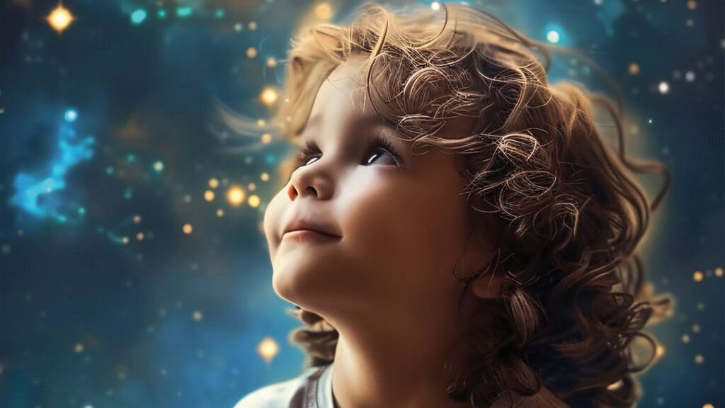 Enfant qui regarde les étoiles